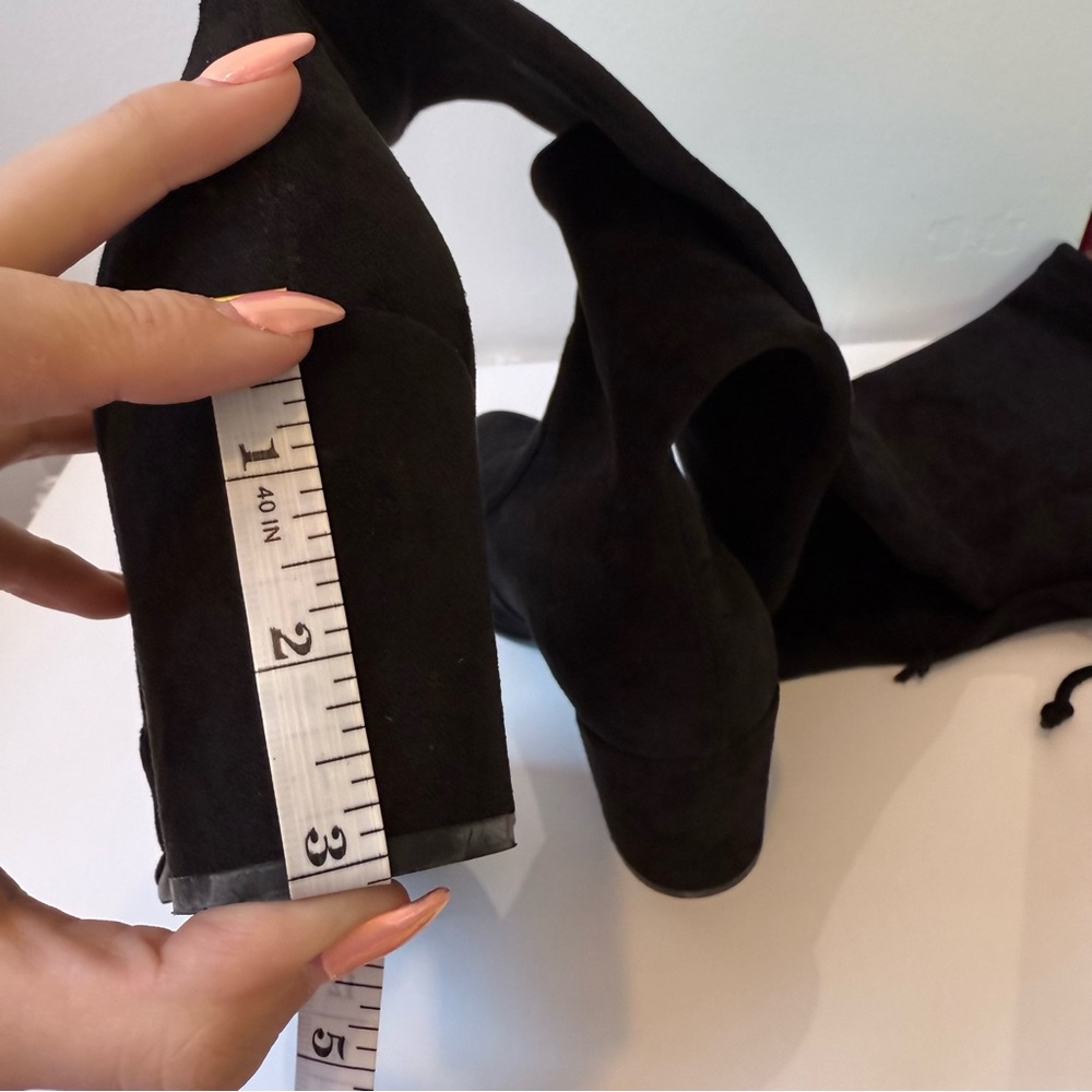 NWOT STUART WEITZMAN Black Stretch Suede Highland Over The Knee Heeled Boot 40 - Picture 15 of 15